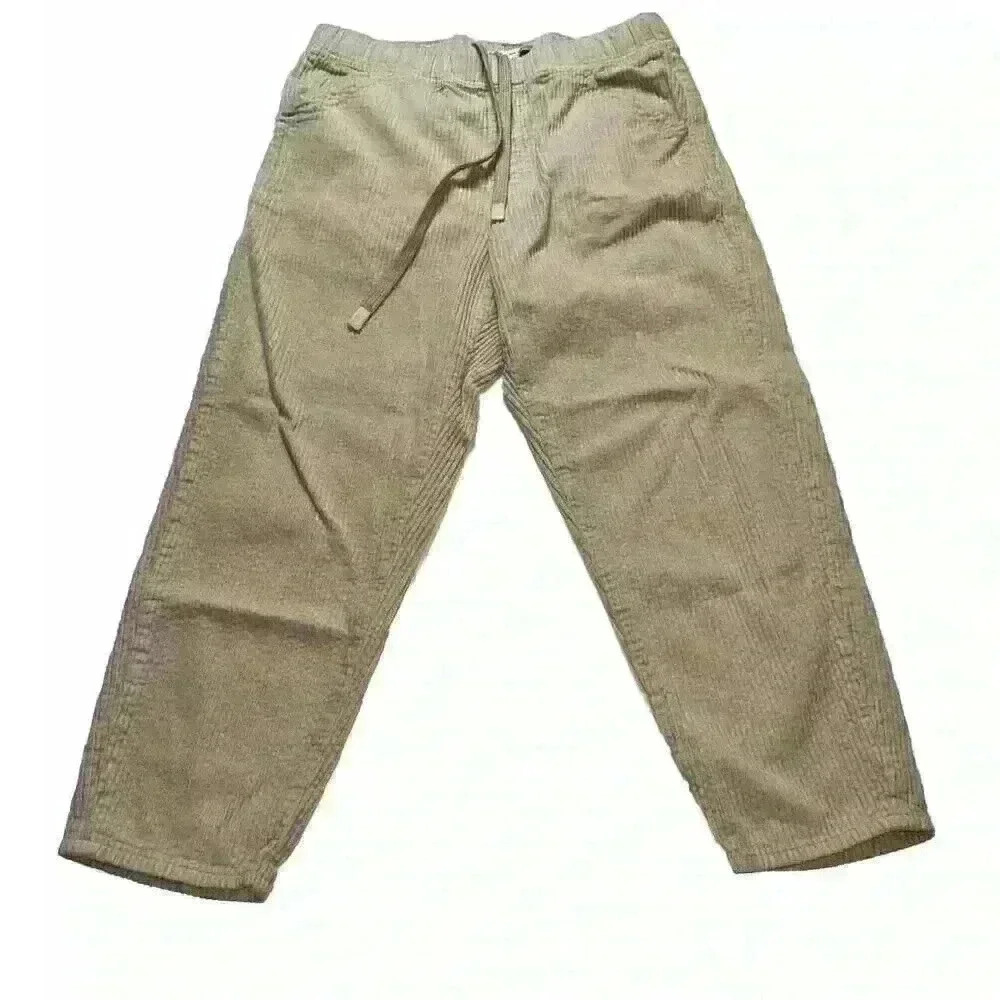Zara Women Cream Color Cropped Capri Corduroy Pants Size Small